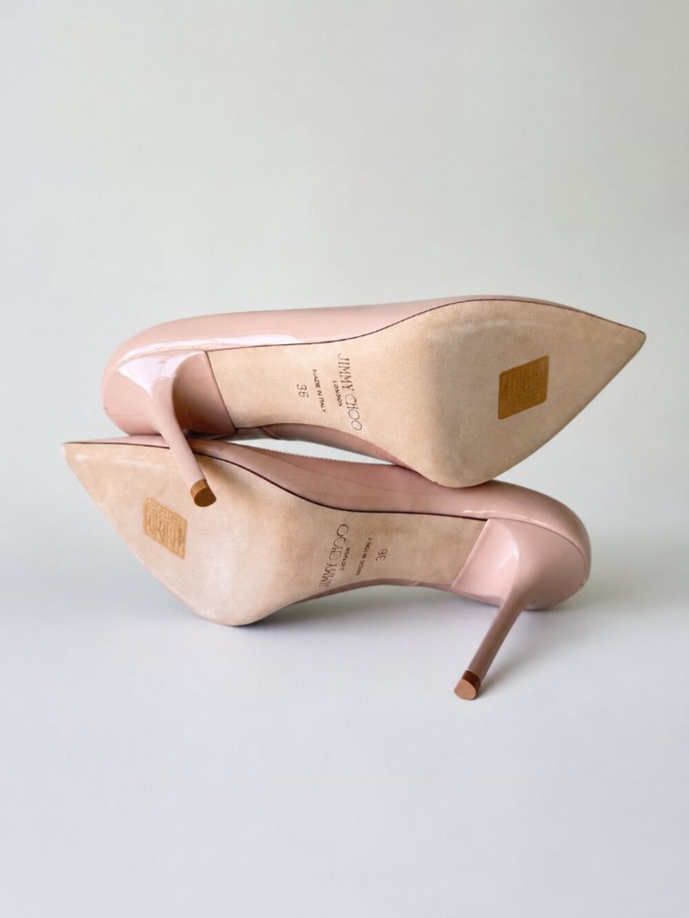 NIB Jimmy Choo Women's Abel Patent Leather Pointy Toe Pumps Powder Pink Size 36 - Picture 5 of 10